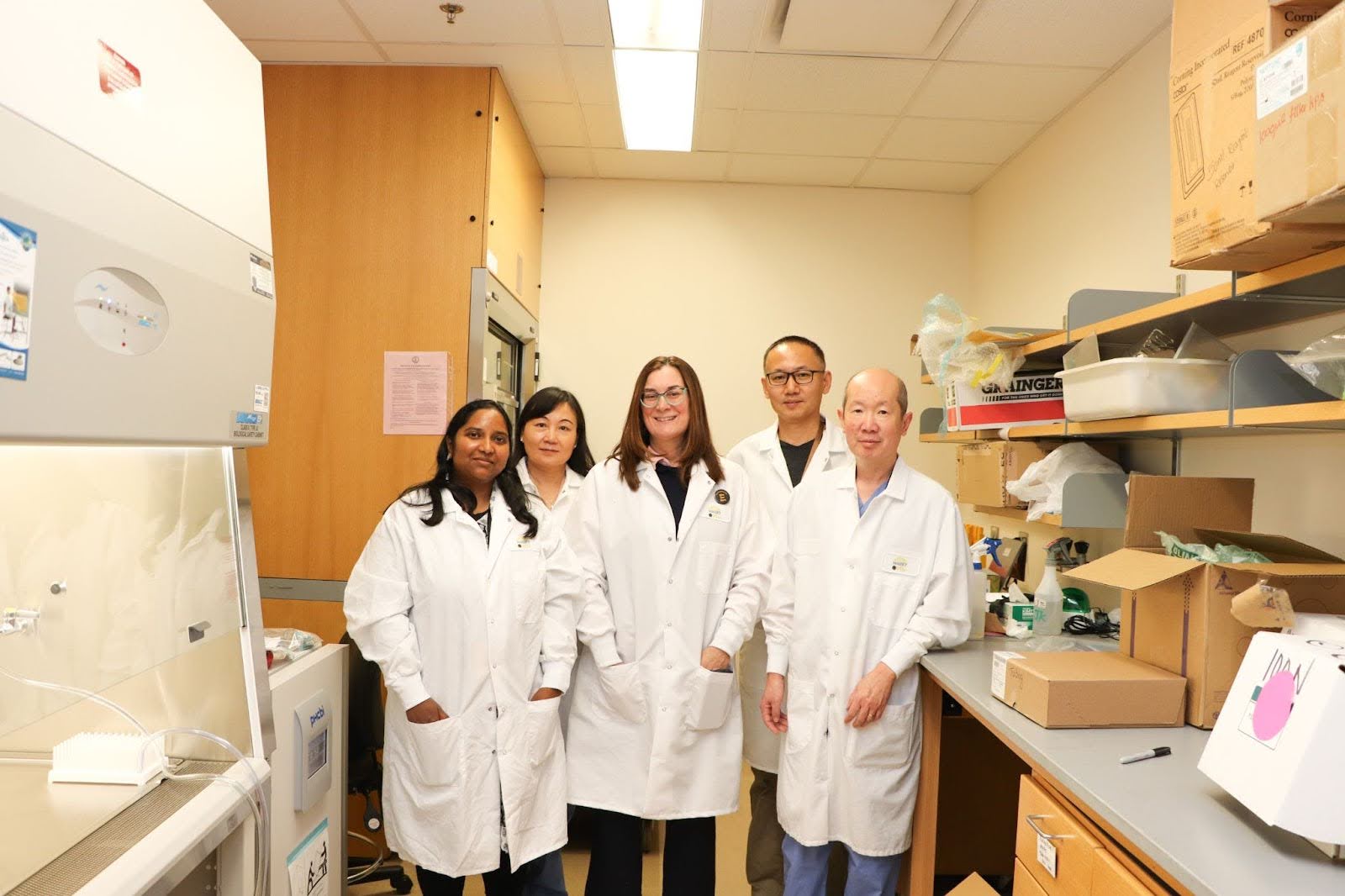 From left to right: Madhavi, Li, Jennifer, Bin and Yue from Cancer Mouse Models Cancer Mouse Models Shared Resource